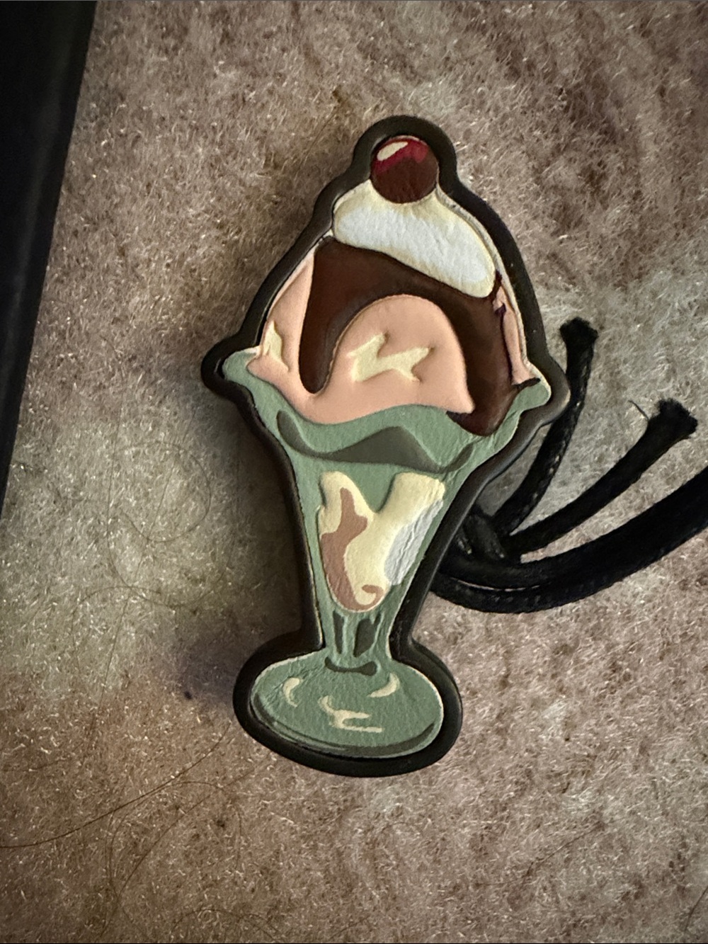 Coach Multicolor Ice Cream Sundae pin in Green, Pink, Brown